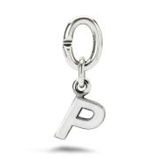 element, P , silver link charm